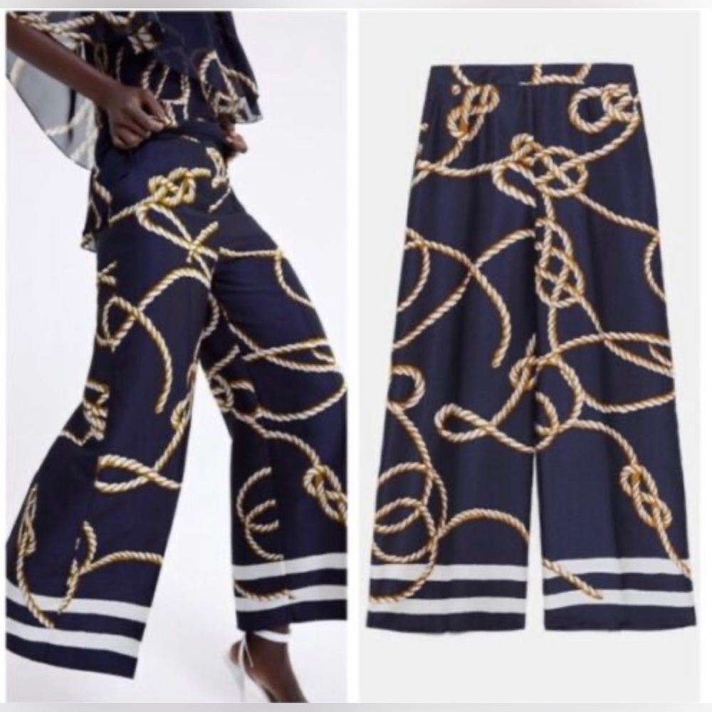 ZARA Knot Print Culottes Pants
